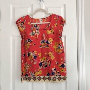 Anthropologie Silk Red Floral Blouse